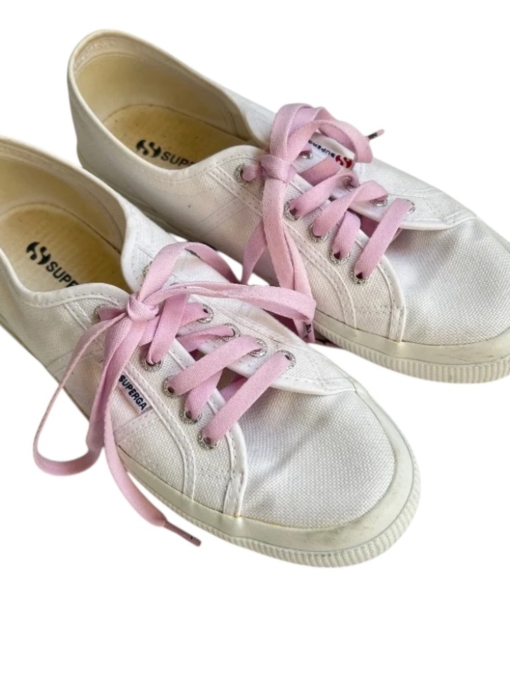 Superga Sneakers Runners Canvas Low Top Lace Up White Size 40 US 9 Womens